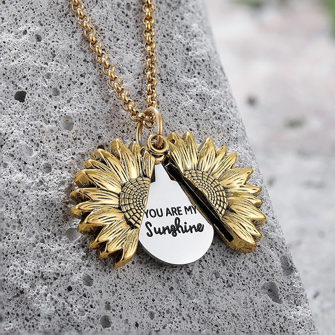 BUY 1 GET 1 FREE--You Are My Sunshine Sunflower Necklace