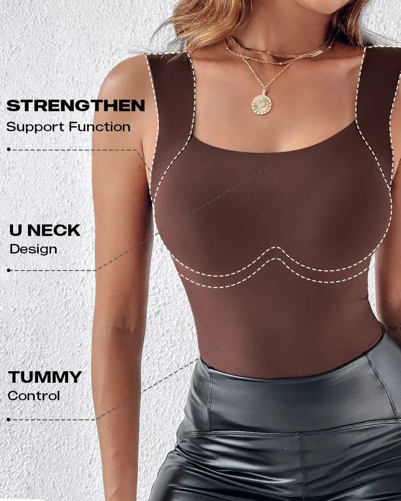 🏆LAST DAY SALE 49% OFF - 🔥U Neck Shapewear Built-in Bra Tank