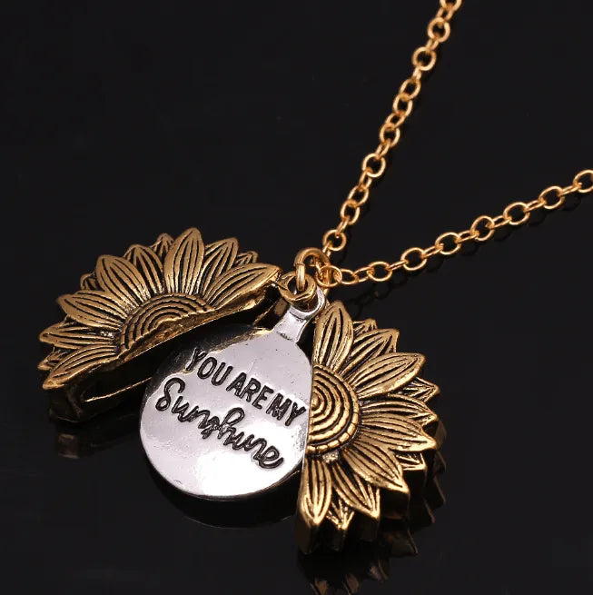 BUY 1 GET 1 FREE--You Are My Sunshine Sunflower Necklace
