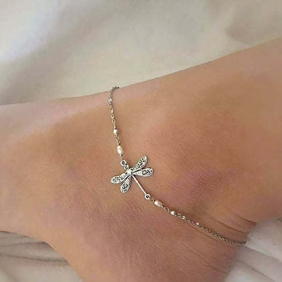 BUY 1 GET 1 FREE TODAY--For Granddaughter--SILVER DRAGONFLY ANKLET WITH PEARL