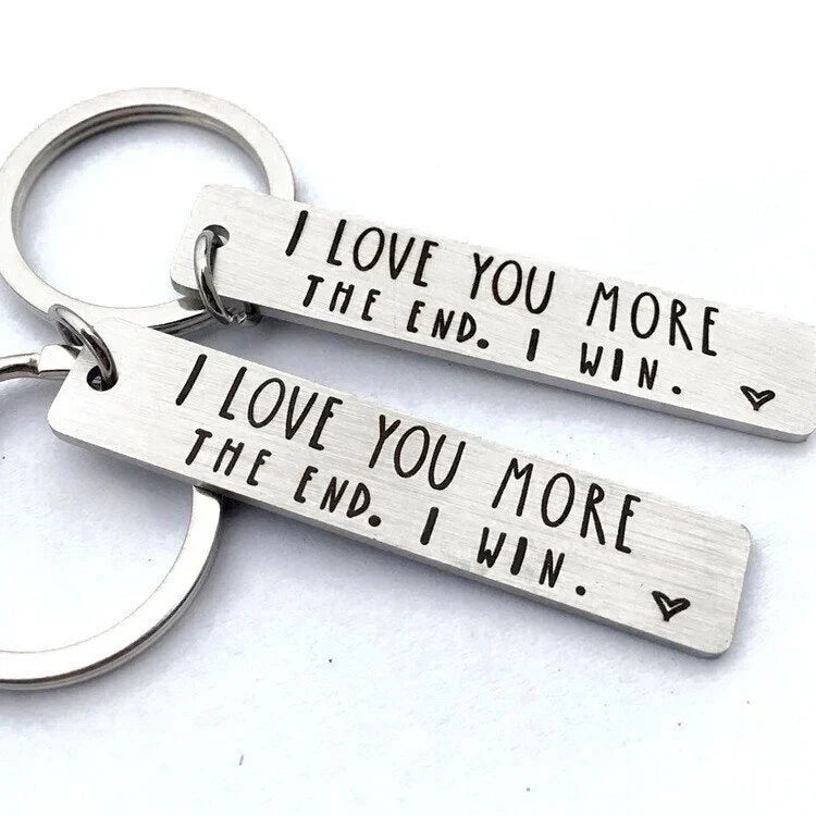 BUY 1 GET 1 FREE TODAY🥳⇝💓 "I Love You More The End I Win"Funny Birthday Keychain