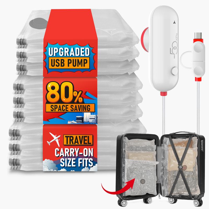 🔥LAST DAY SALE 49% OFF - 9-Pack Vacuum Travel Bags with USB Pump