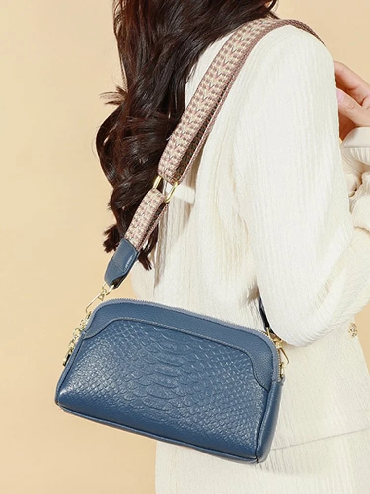 š„First Layer Cowhide Crossbody Bag Alligator Pattern Women Shoulder Bag for Work