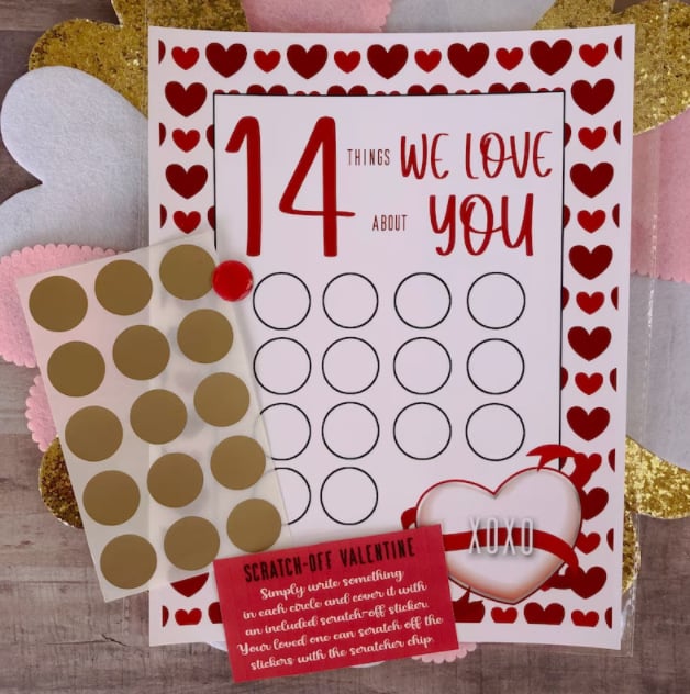 💖Valentine Scratch Off Print✨"14 things I or WE love about you!"-BUY 3 Get Free shipping