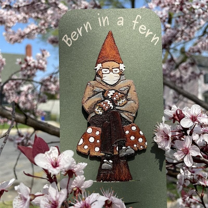 Bern in a fern 🍄Grumpy Bernie Gnome Plant/Garden Wood Stake