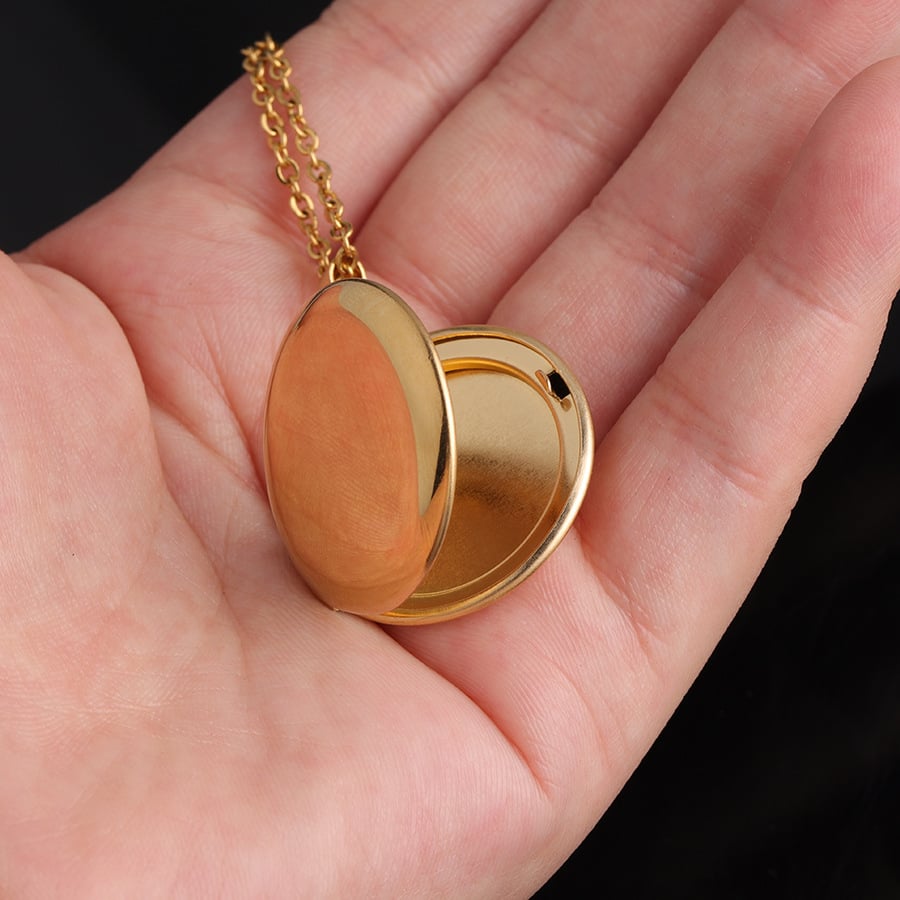 BUY 1 GET 1 FREEšLocket Necklace with Photo ā¢ Engraved Oval Necklace ā¢ Memorial Jewelry ā¢ Mother's Day Gift