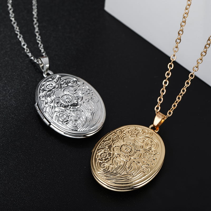 BUY 1 GET 1 FREEšLocket Necklace with Photo ā¢ Engraved Oval Necklace ā¢ Memorial Jewelry ā¢ Mother's Day Gift