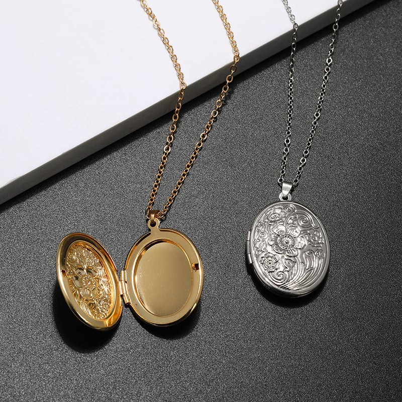 BUY 1 GET 1 FREEšLocket Necklace with Photo ā¢ Engraved Oval Necklace ā¢ Memorial Jewelry ā¢ Mother's Day Gift