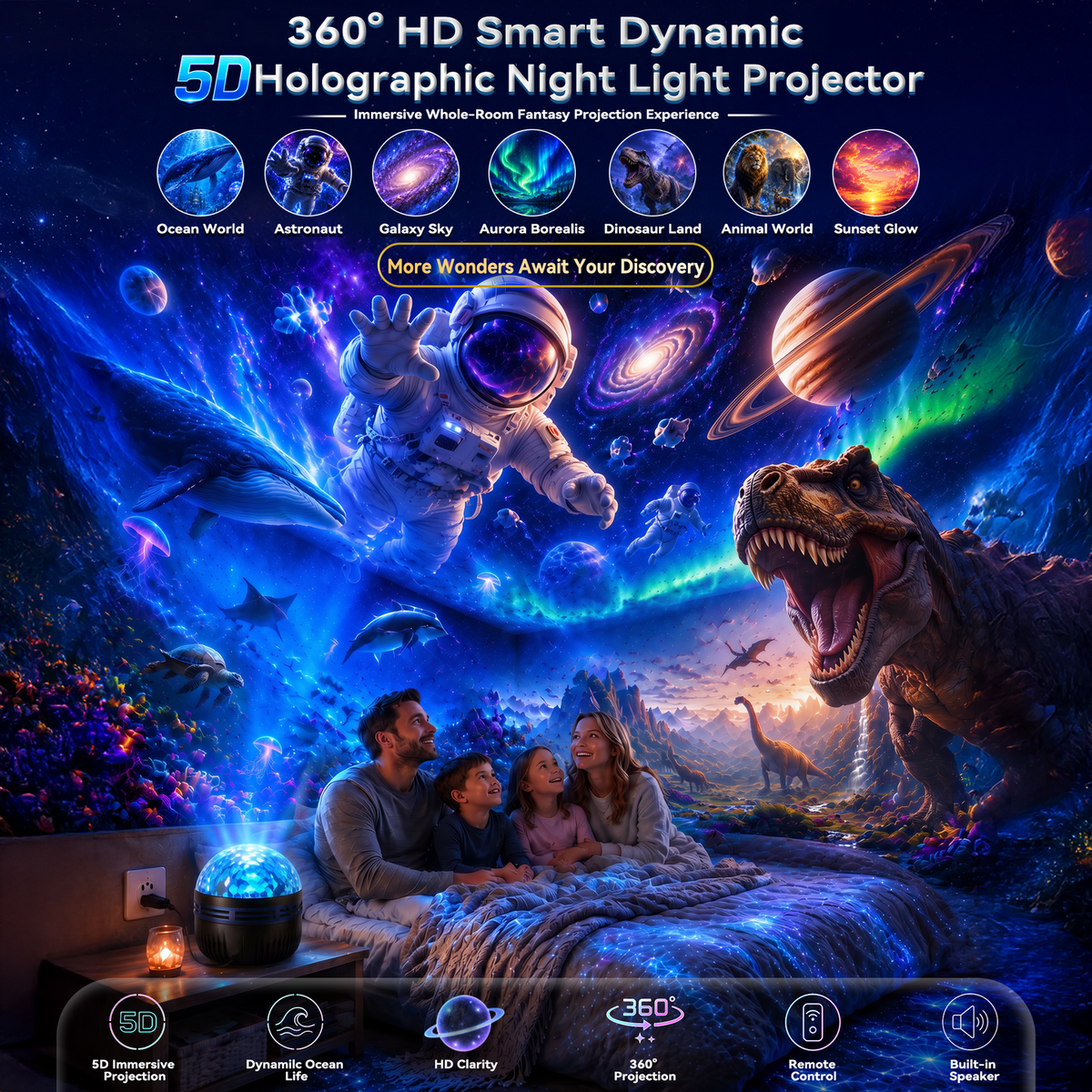 🔥Last Day 50% OFF🎁 - 360° Smart Holographic Starry Sky Projector (HD Smart Dynamic)