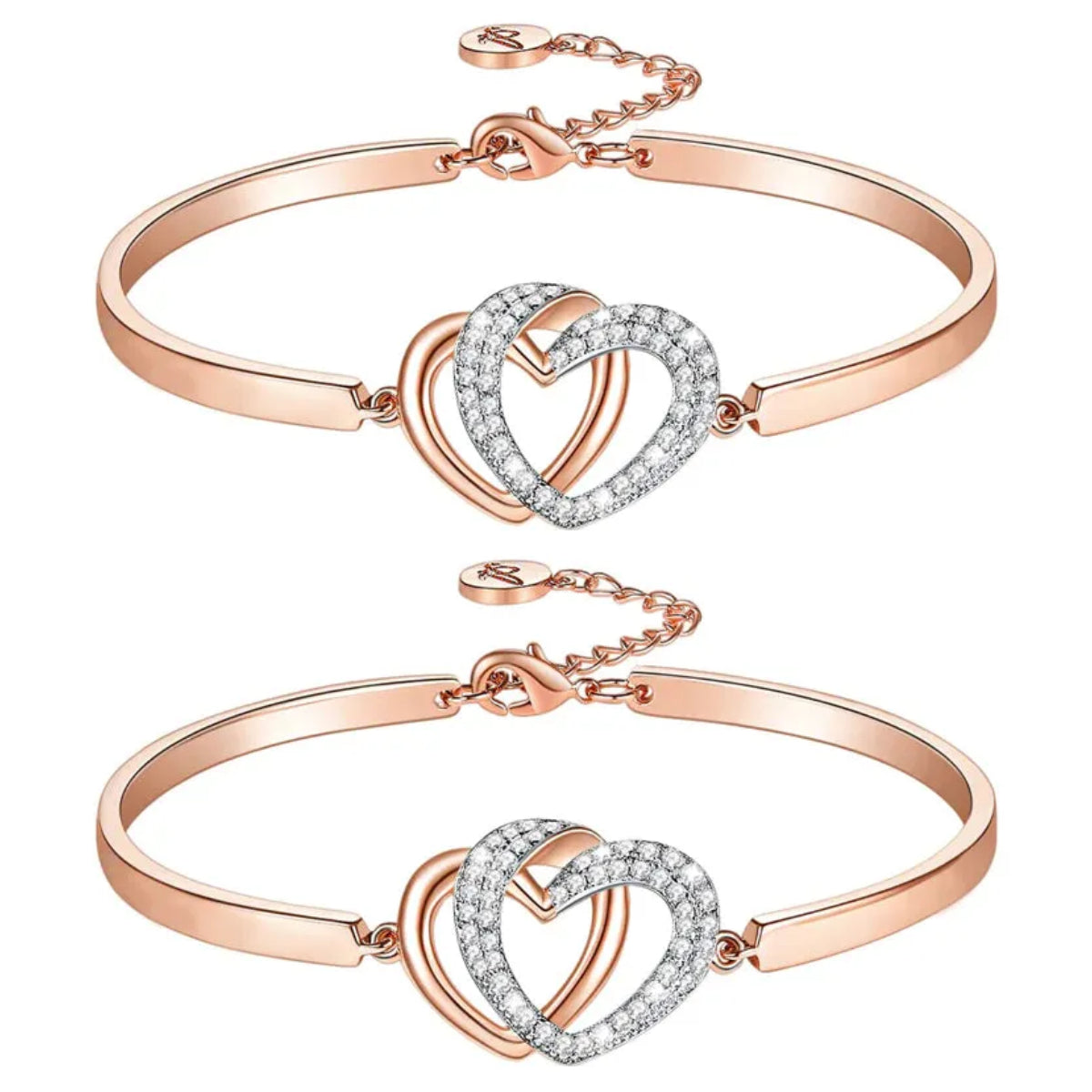 ❤️Early Christmas Sale--BUY 1 GET 1 FREE--Mother & Daughter Forever Linked Together Double Heart Bracelet