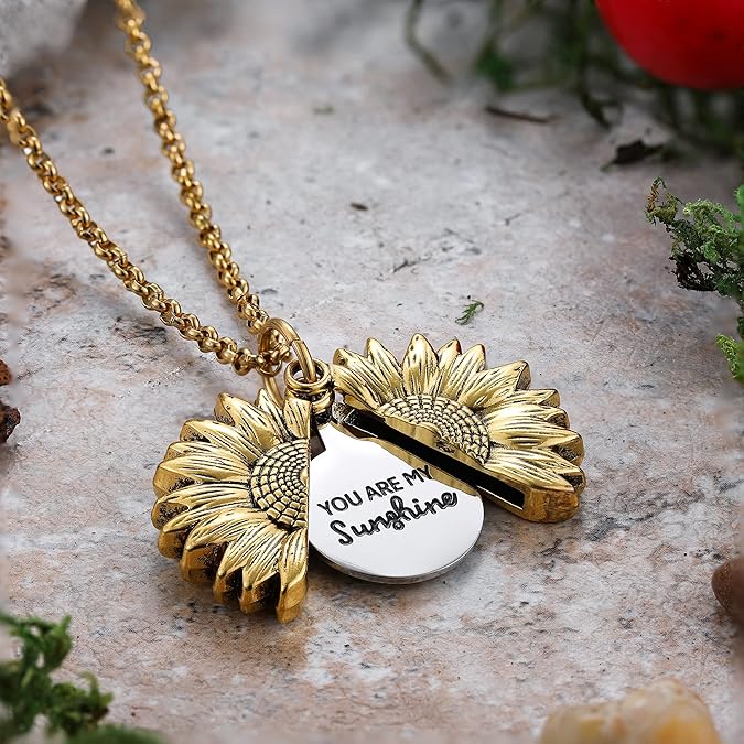 Early Christmas Sale--BUY 1 GET 1 FREE--You Are My Sunshine Sunflower Necklace