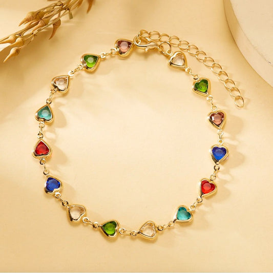 COLORFUL HEART BRACELET (ADJUSTABLE)