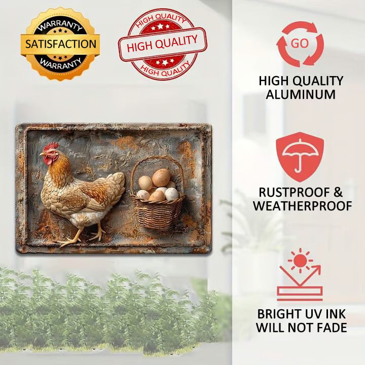 🔥LAST DAY ONLY 49% OFF 🎁Vintage Metal Sign "Chicken & Fresh Eggs"
