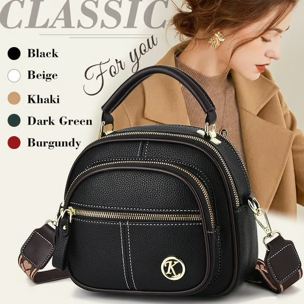 🎁Hot Sale 80% OFF⏳Classic Multifunctional Compartments Adjustable Wide Shoulder Strap PU Leather Crossbody Bag