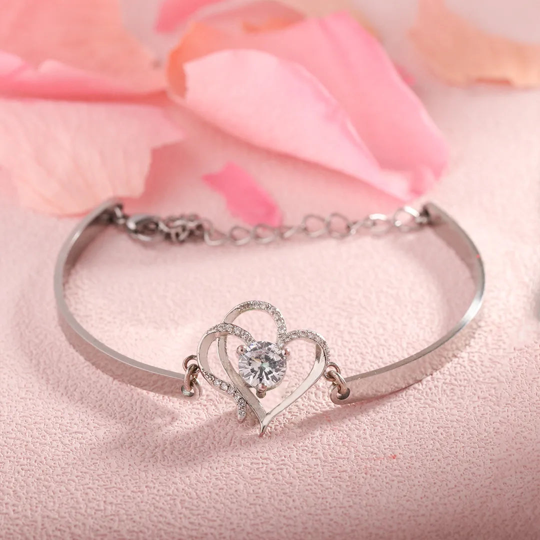 Early Christmas Sale--BUY 1 GET 1 FREE--Mother & Daughter Forever Linked Together Double Heart Bracelet