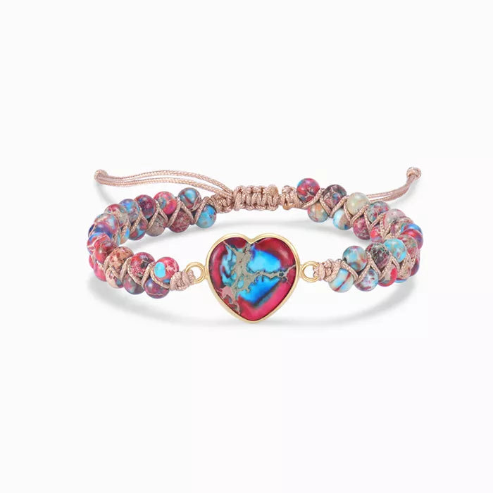 🥳To My Granddaughter, I Love You Till My Last Breath Jasper Heart Bracelet