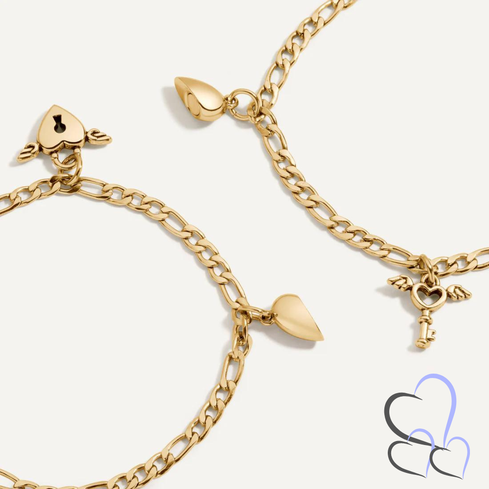 Lock&Key Magnetic Heart Bracelet Set