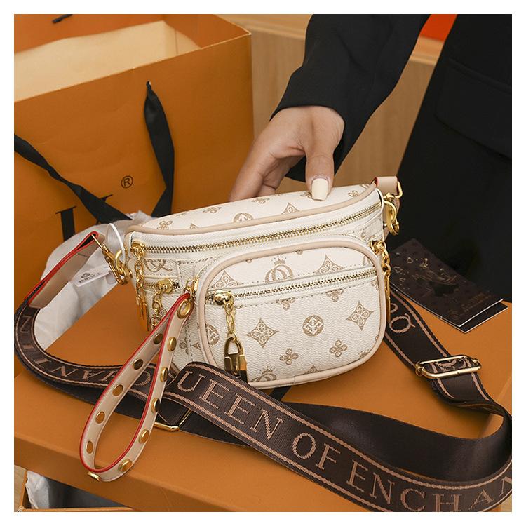 Women's PU Leather Adjustable Crossbody Bag - Lightweight Chest Sling Bag, Large Capacity Casual Fashion Trending Fanny Accessory, Casual Fashion Bag