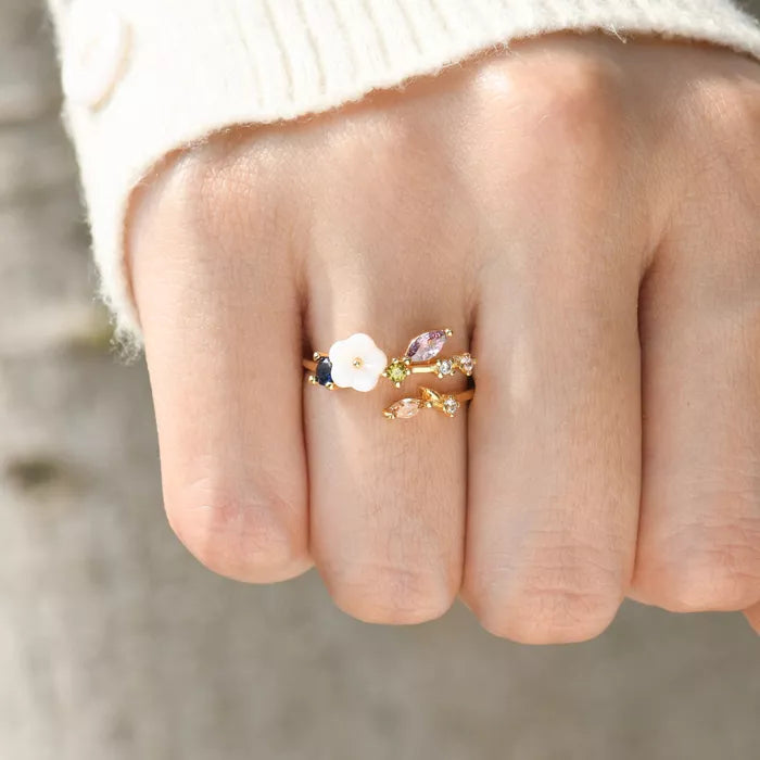 BUY 1 GET 1 FREE--To My Granddaughter,"Unbreakable Connection" Crystal White Blossom Ring