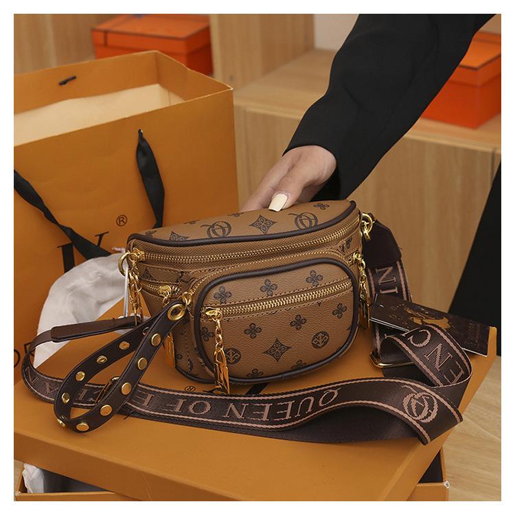 Women's PU Leather Adjustable Crossbody Bag - Lightweight Chest Sling Bag, Large Capacity Casual Fashion Trending Fanny Accessory, Casual Fashion Bag