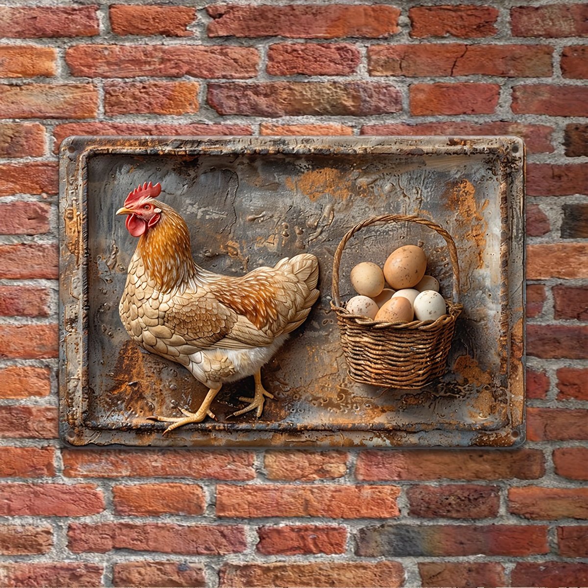 🔥LAST DAY ONLY 49% OFF 🎁Vintage Metal Sign "Chicken & Fresh Eggs"