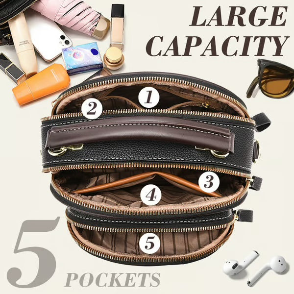🎁Hot Sale 80% OFF⏳Classic Multifunctional Compartments Adjustable Wide Shoulder Strap PU Leather Crossbody Bag