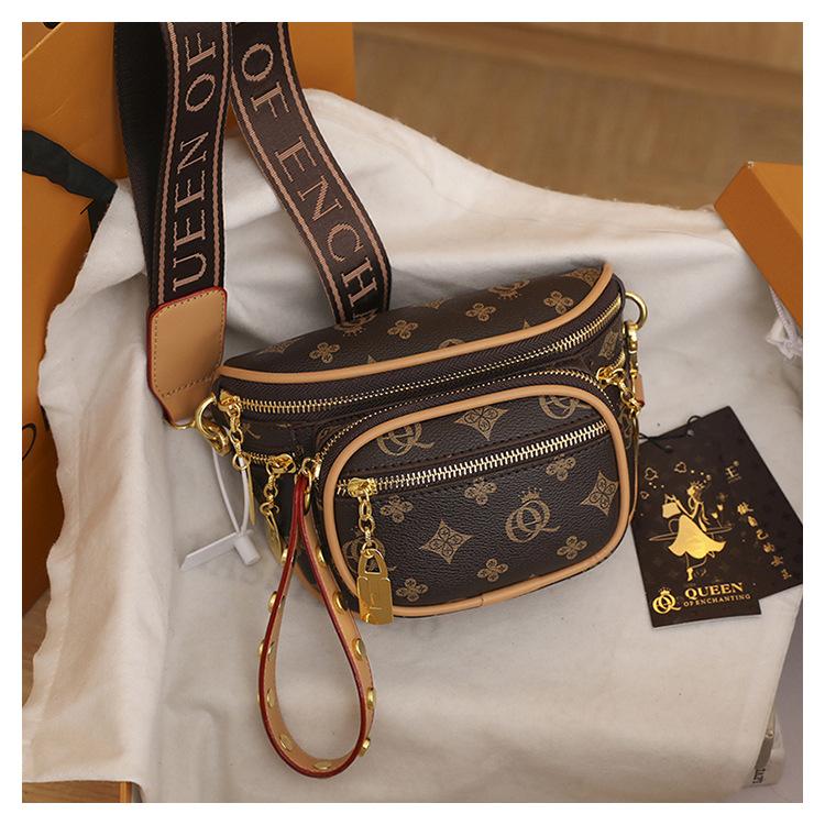 Women's PU Leather Adjustable Crossbody Bag - Lightweight Chest Sling Bag, Large Capacity Casual Fashion Trending Fanny Accessory, Casual Fashion Bag