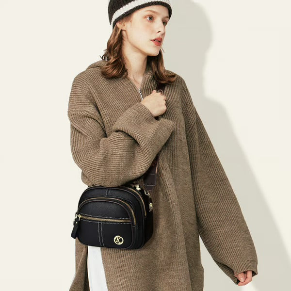 🎁Hot Sale 80% OFF⏳Classic Multifunctional Compartments Adjustable Wide Shoulder Strap PU Leather Crossbody Bag