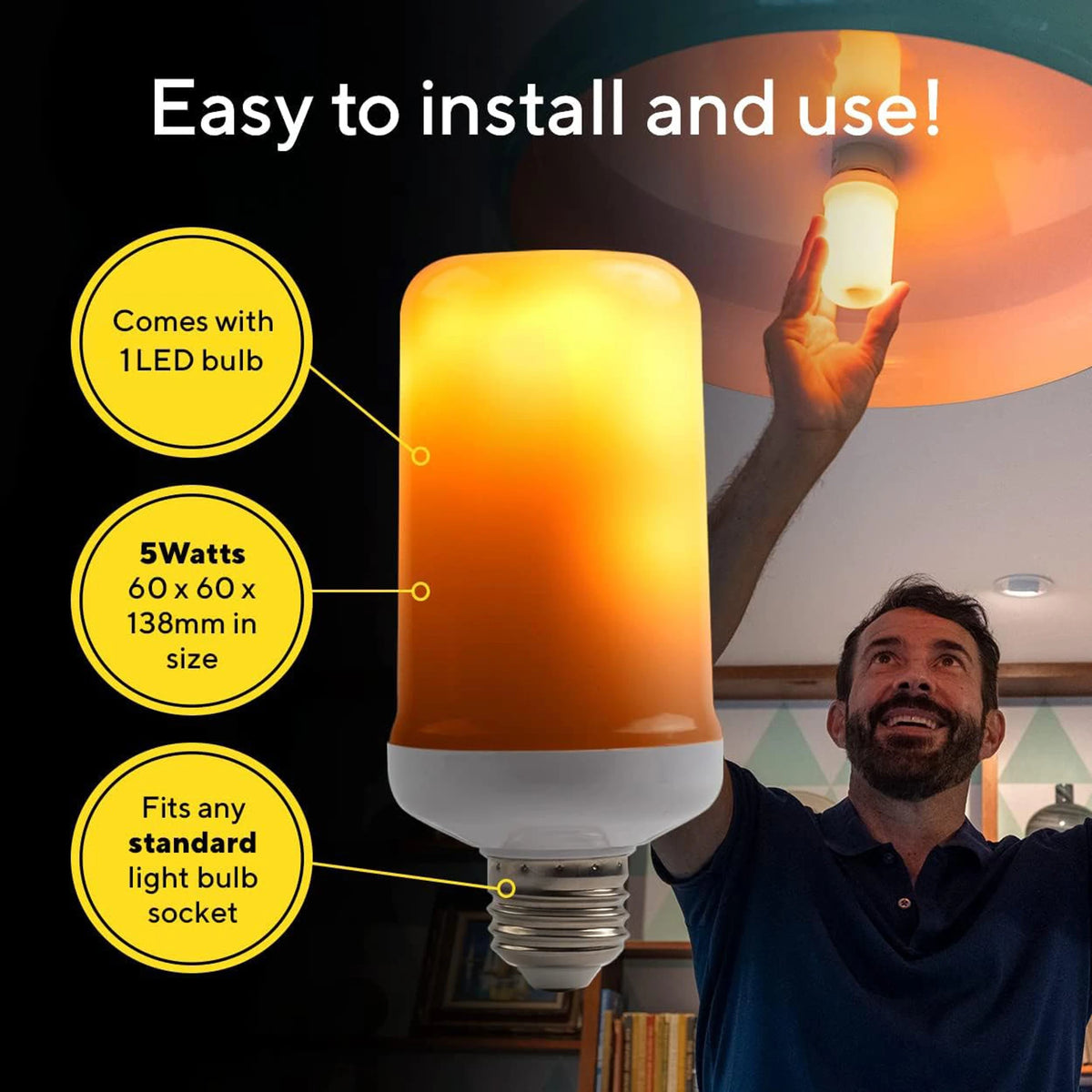 LED Flame Effect Fire Light Bulb
