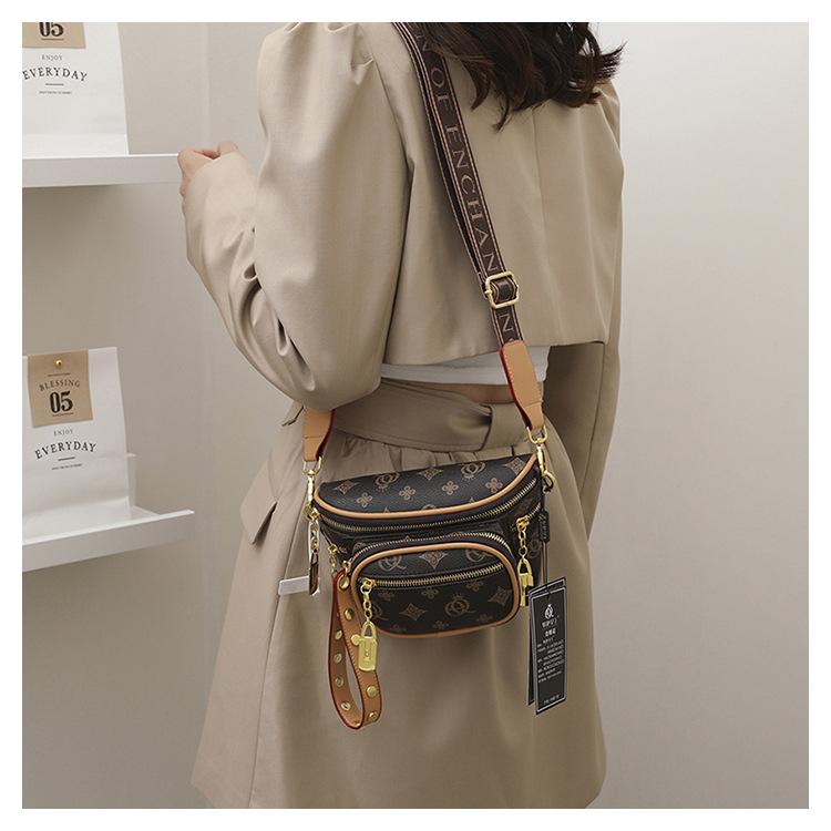 Women's PU Leather Adjustable Crossbody Bag - Lightweight Chest Sling Bag, Large Capacity Casual Fashion Trending Fanny Accessory, Casual Fashion Bag