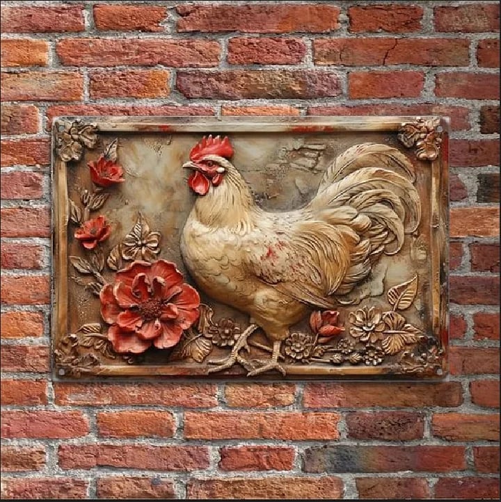 🔥LAST DAY ONLY 49% OFF 🎁Vintage Metal Sign "Chicken & Fresh Eggs"