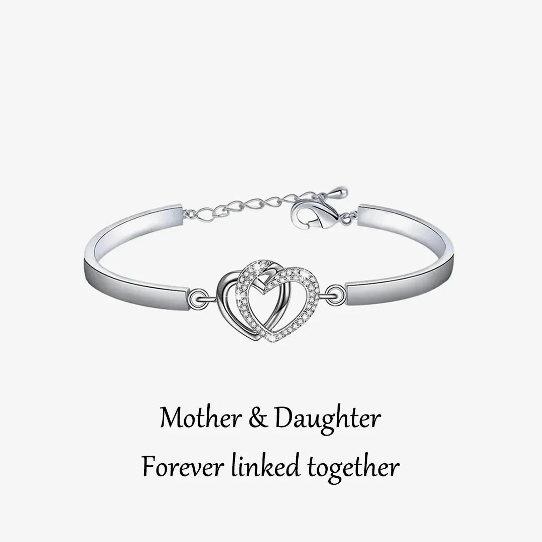 Early Christmas Sale--BUY 1 GET 1 FREE--Mother & Daughter Forever Linked Together Double Heart Bracelet