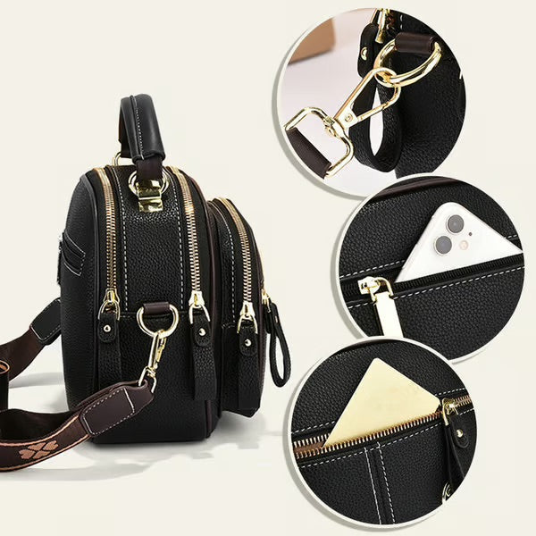 🎁Hot Sale 80% OFF⏳Classic Multifunctional Compartments Adjustable Wide Shoulder Strap PU Leather Crossbody Bag