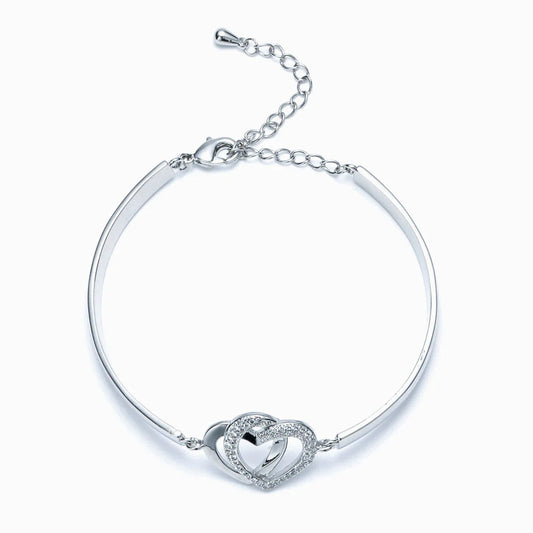 Early Christmas Sale---Mother & Daughter Forever Linked Together Double Heart Bracelet