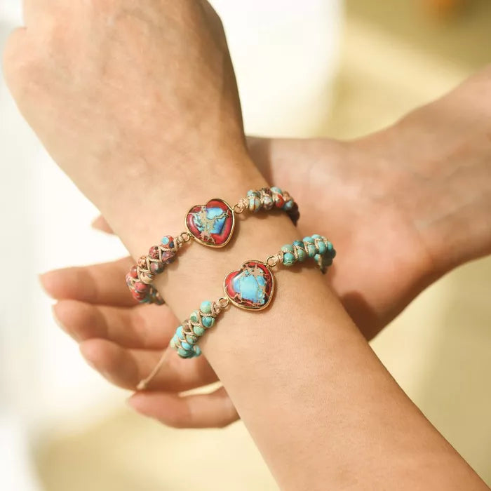 🥳To My Granddaughter, I Love You Till My Last Breath Jasper Heart Bracelet