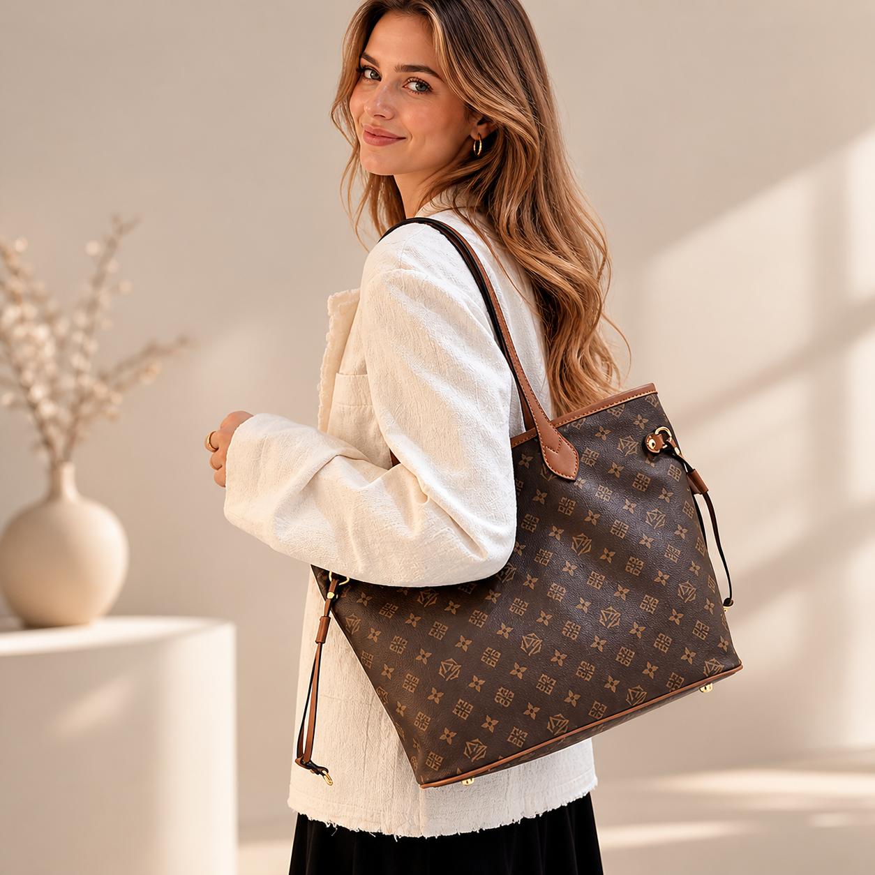 Lightweight Casual Shoulder Bag for Ladies - Soft Leather Versatile Tote Bag for Weekend Trips & Daily Use