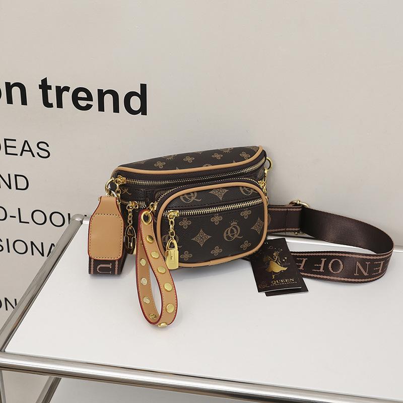 Women's PU Leather Adjustable Crossbody Bag - Lightweight Chest Sling Bag, Large Capacity Casual Fashion Trending Fanny Accessory, Casual Fashion Bag