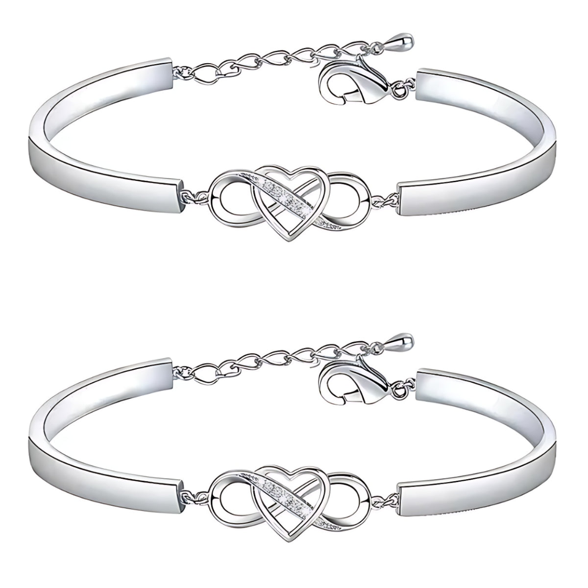 Early Christmas Sale--BUY 1 GET 1 FREE--Mother & Daughter Forever Linked Together Double Heart Bracelet