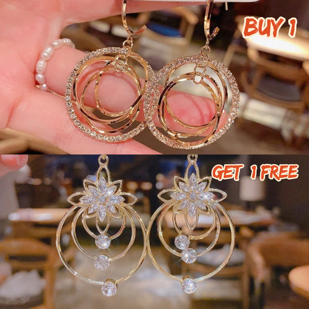 BUY 1 GET 1 FREE🔥Promotion 49% OFF-Geometric multi-layered circle flower earrings