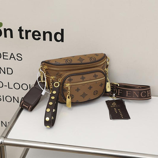 Women's PU Leather Adjustable Crossbody Bag - Lightweight Chest Sling Bag, Large Capacity Casual Fashion Trending Fanny Accessory, Casual Fashion Bag