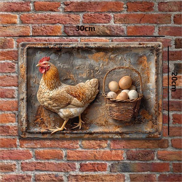 🔥LAST DAY ONLY 49% OFF 🎁Vintage Metal Sign "Chicken & Fresh Eggs"