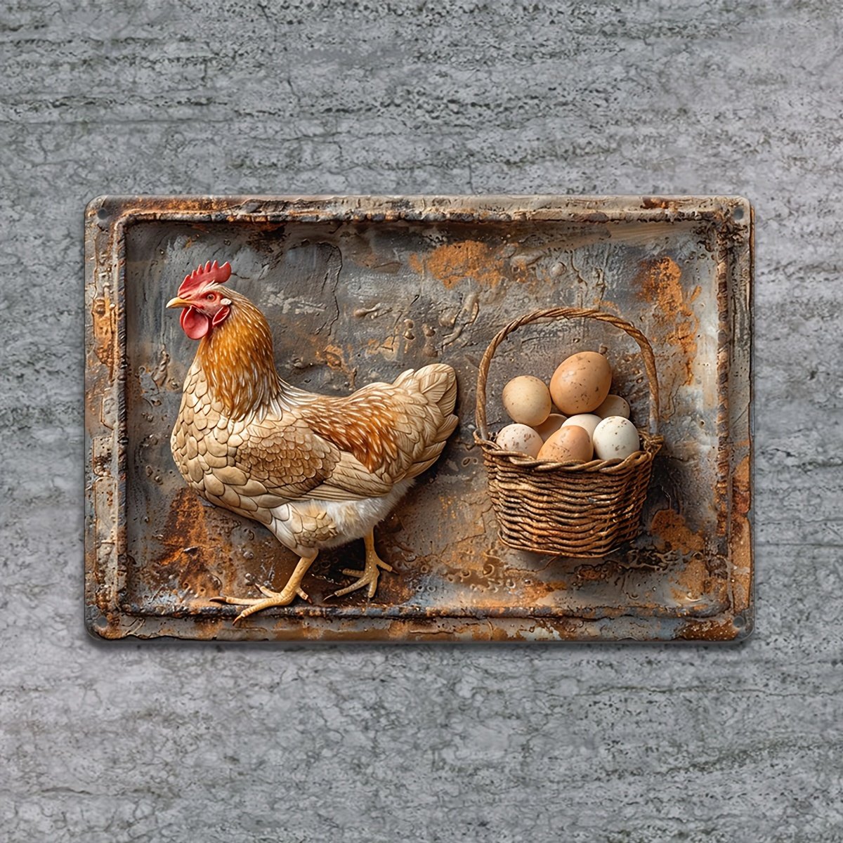 🔥LAST DAY ONLY 49% OFF 🎁Vintage Metal Sign "Chicken & Fresh Eggs"