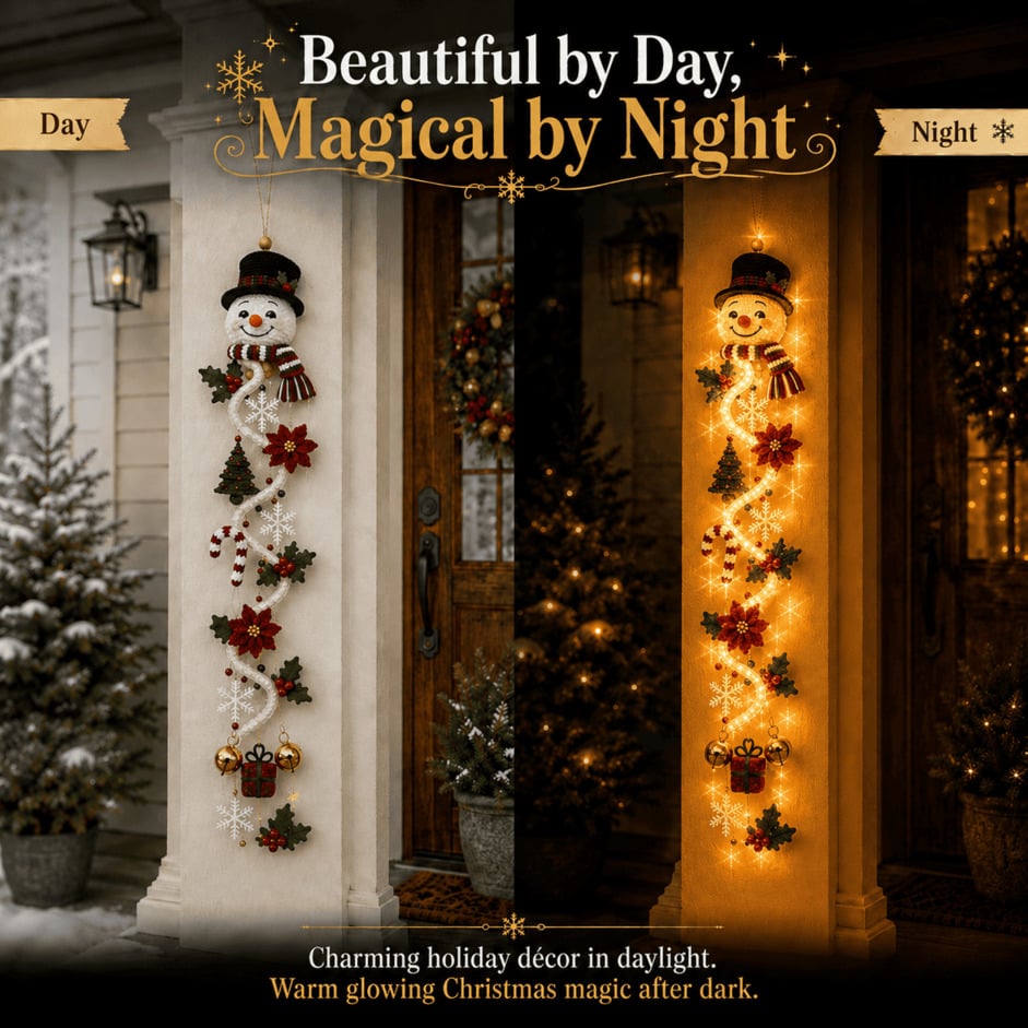 ⏳ Last Day 49% OFF – 🎄MerryCascade™ Glowing Christmas Door Hanger | 6 Festive Lighted Designs with Warm Glow, Dimensional Details & Space-Saving Vertical Décor ✨