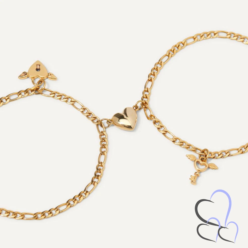 Lock&Key Magnetic Heart Bracelet Set