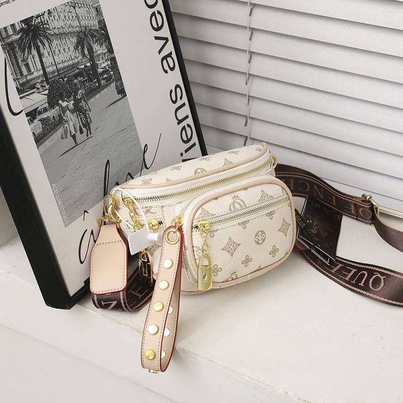 Women's PU Leather Adjustable Crossbody Bag - Lightweight Chest Sling Bag, Large Capacity Casual Fashion Trending Fanny Accessory, Casual Fashion Bag