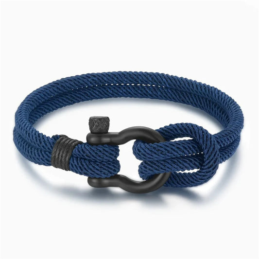 To My Grandson--Horseshoe Shackle Solid Rope Bracelet