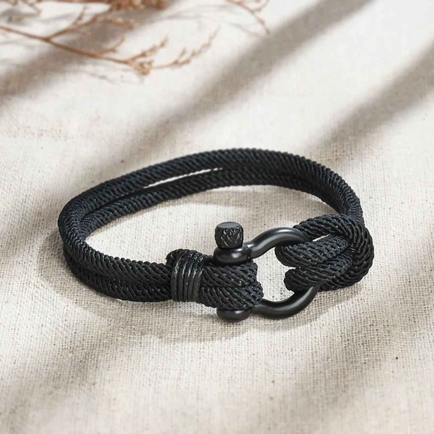 To My Grandson--Horseshoe Shackle Solid Rope Bracelet