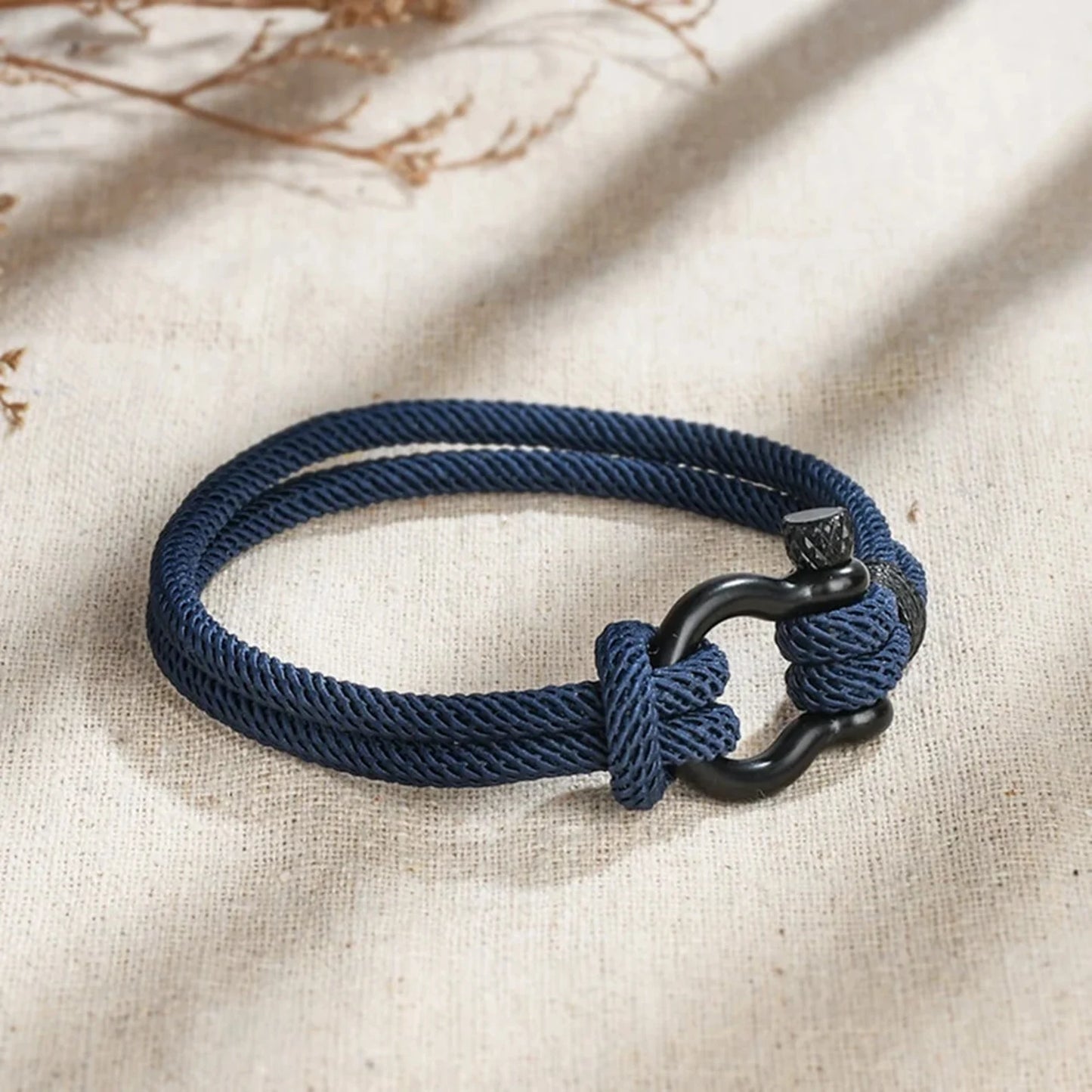 To My Grandson--Horseshoe Shackle Solid Rope Bracelet