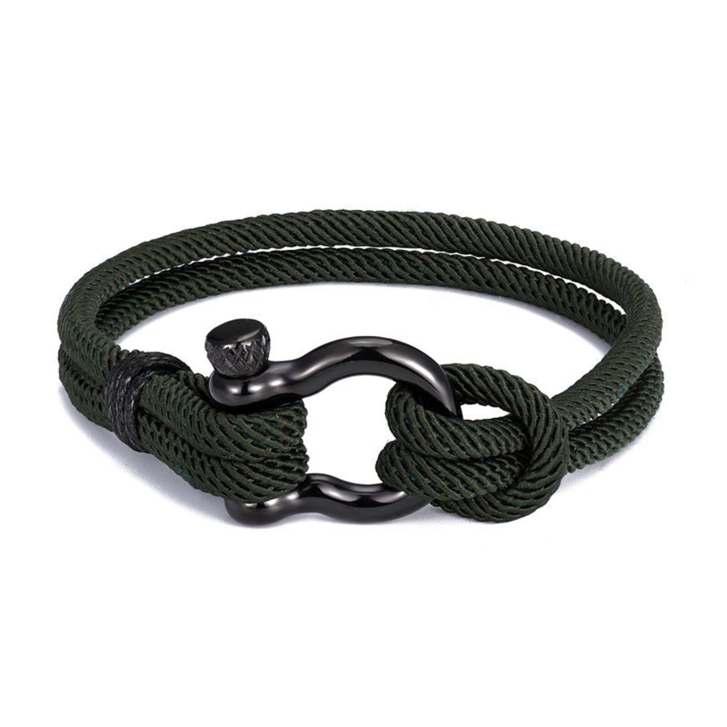 To My Grandson--Horseshoe Shackle Solid Rope Bracelet