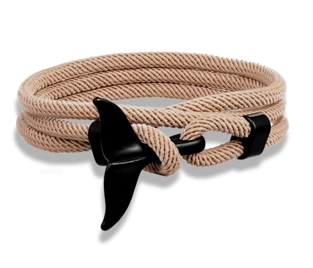 To My Grandson--Black Whale Tail Rope Bracelet